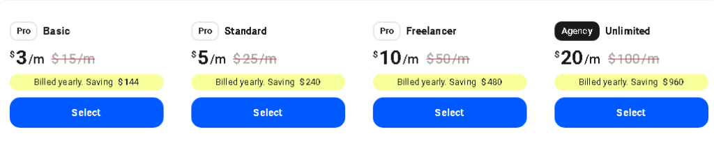 pricing table of Hummingbird speed optimization plugins