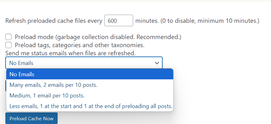 pre loading of super cache plugin