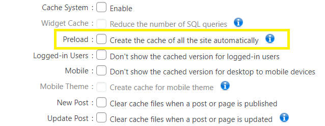 WP Fastest Cache plugins basic settings