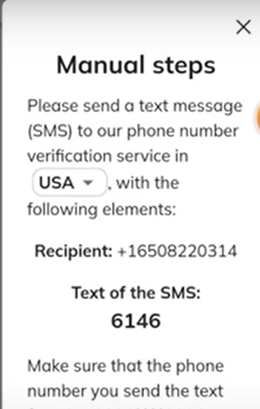 manual verification of phone number